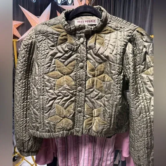 Free People Quinn Quilted Jacket in Capers/Olive - Picture 6 of 9